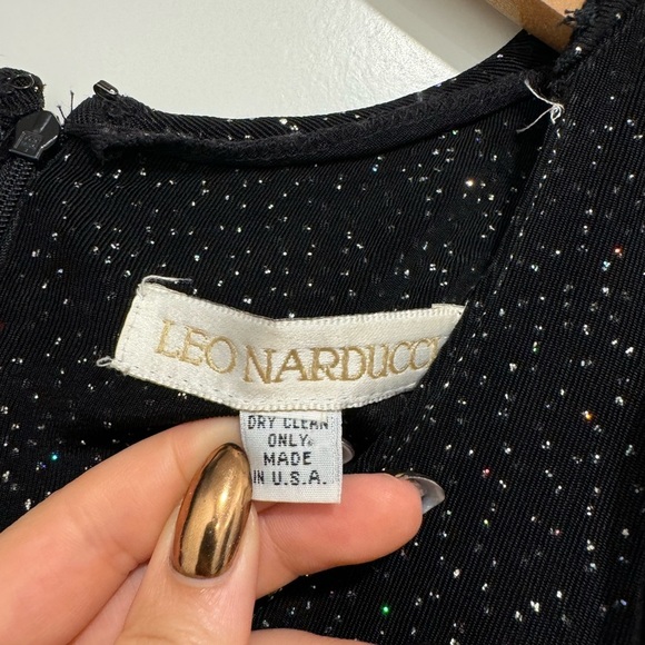 Leo Narducci black shimmer mini mesh long sleeve dress - Picture 9 of 11